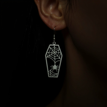 Web of Shadows Coffin Earrings – Stainless Steel Gothic Jewelry