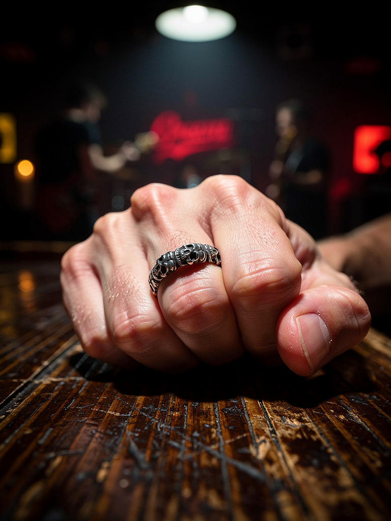 Graveyard Skull Band Ring – Stainless Steel Skull Ring (Thick or Thin Band)