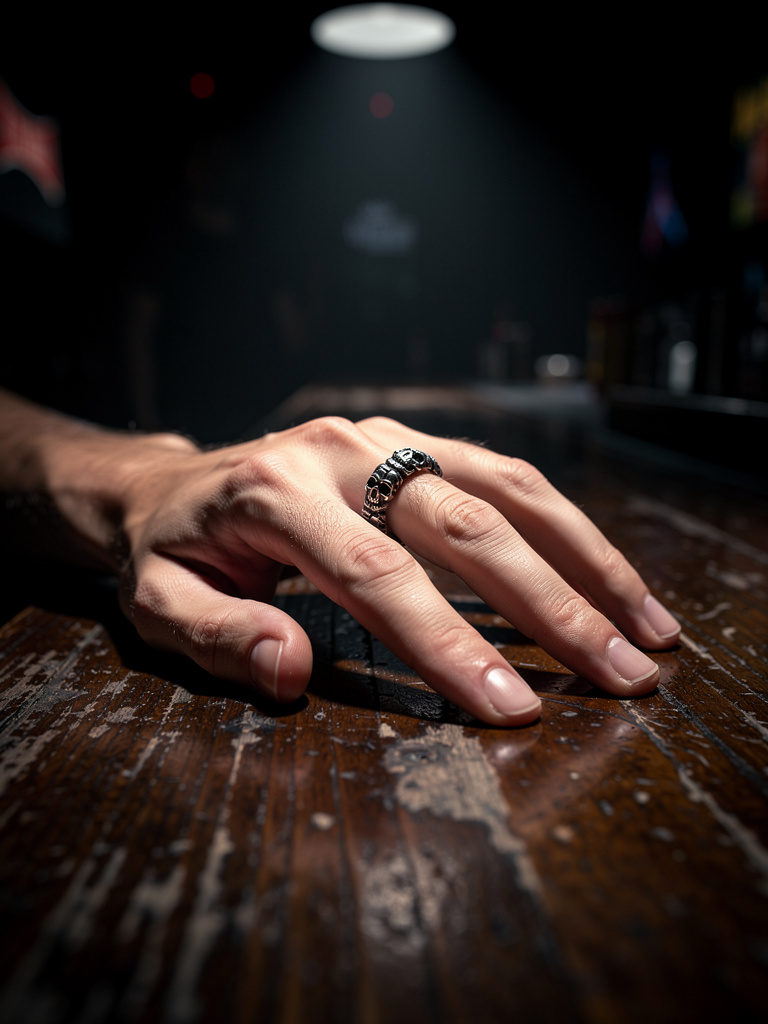 Graveyard Skull Band Ring – Stainless Steel Skull Ring (Thick or Thin Band)