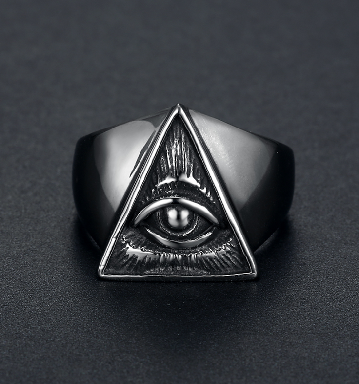 All-Seeing Eye Pyramid Ring – Stainless Steel Occult Symbol Ring