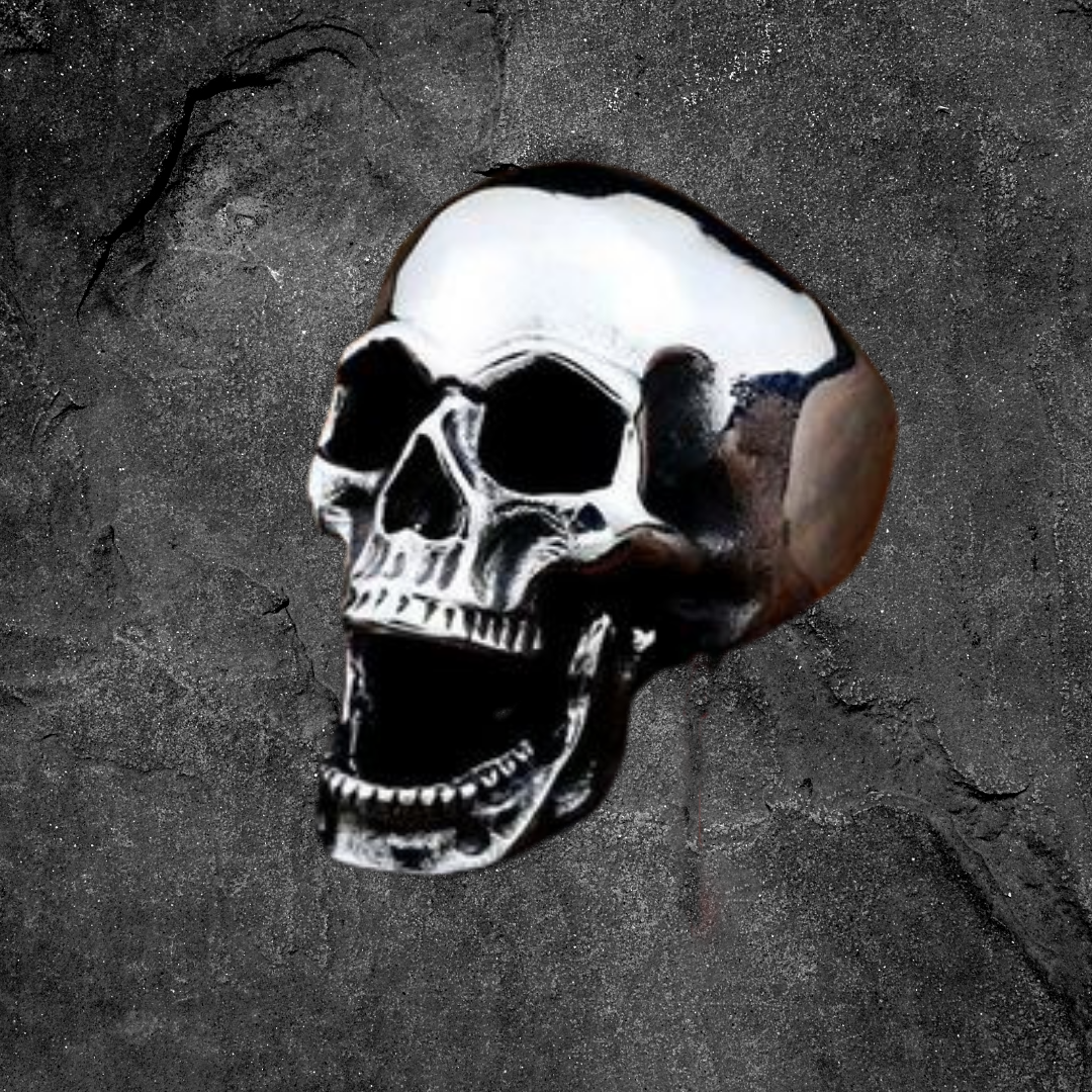 Laughing Skull Ring – Stainless Steel Moving Jaw Skull Ring