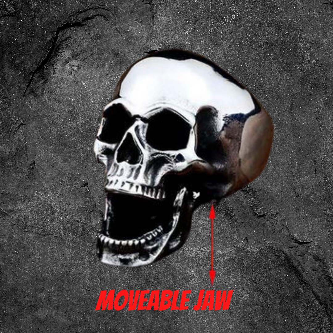 Laughing Skull Ring – Stainless Steel Moving Jaw Skull Ring