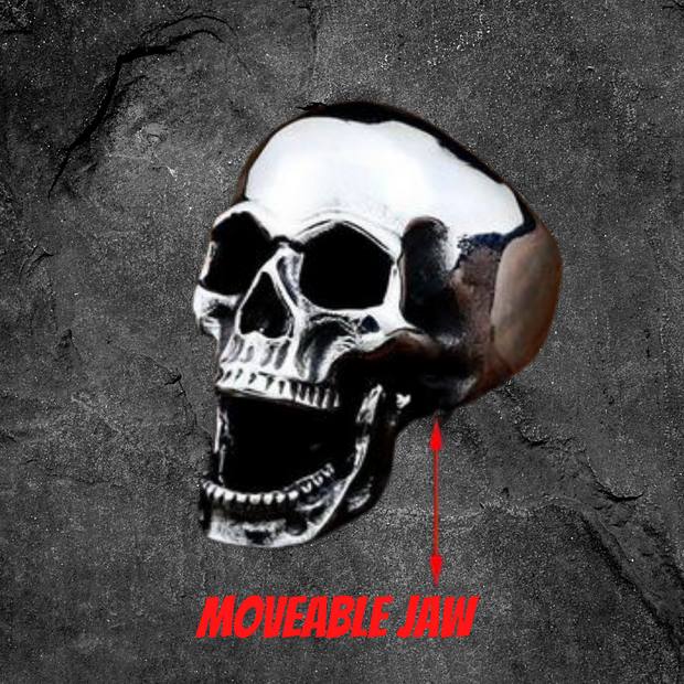 Laughing Skull Ring – Stainless Steel Moving Jaw Skull Ring