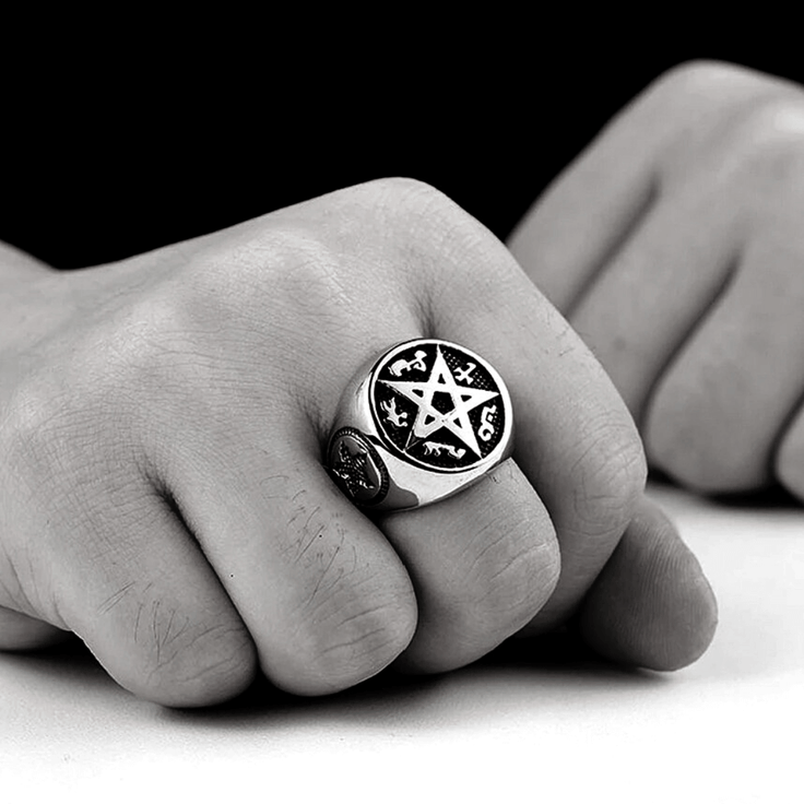 Devil’s Trap Sigil Ring – Stainless Steel Supernatural Symbol Ring