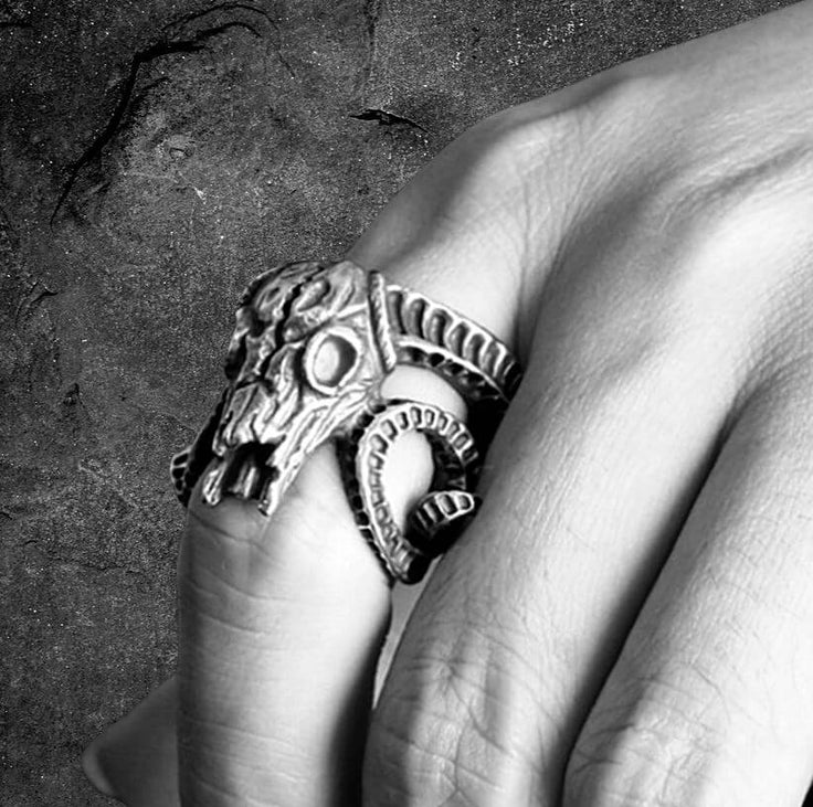 Infernal Ram Skull Ring – Stainless Steel Demonic Skull Ring
