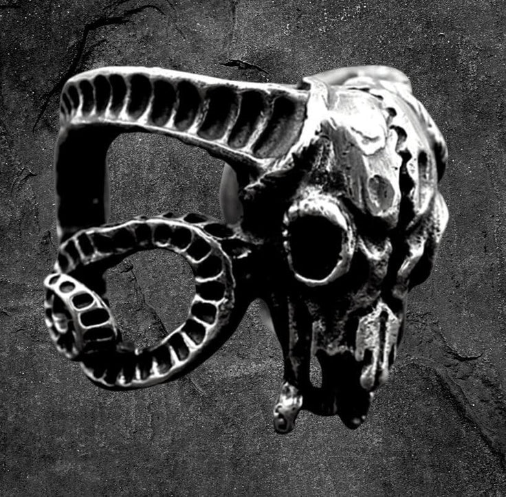 Infernal Ram Skull Ring – Stainless Steel Demonic Skull Ring