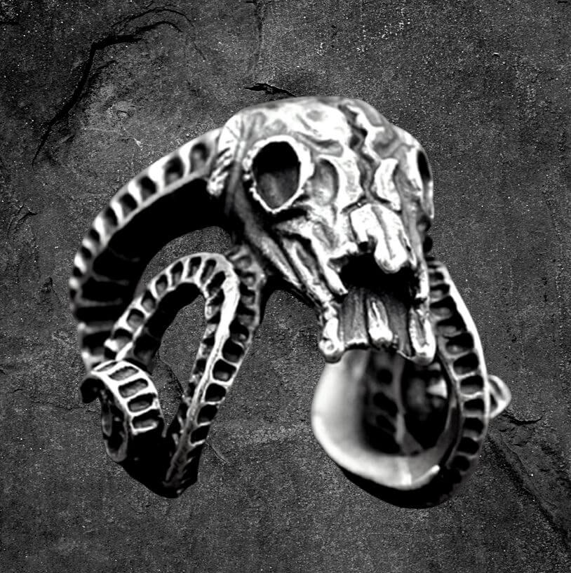 Infernal Ram Skull Ring – Stainless Steel Demonic Skull Ring