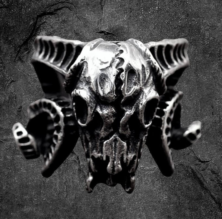 Infernal Ram Skull Ring – Stainless Steel Demonic Skull Ring