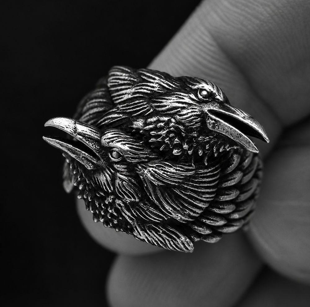 Odin’s Ravens Ring – Stainless Steel Huginn & Muninn Ring