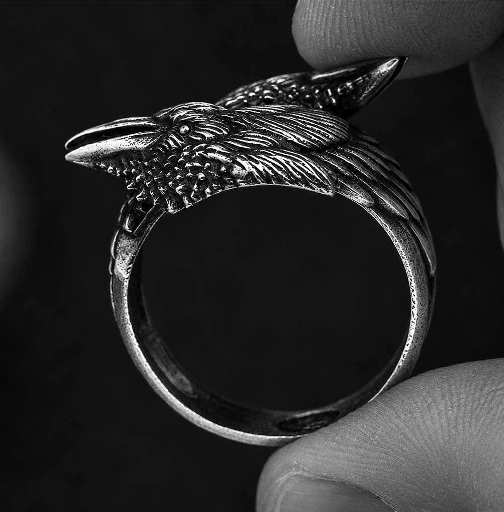 Odin’s Ravens Ring – Stainless Steel Huginn & Muninn Ring