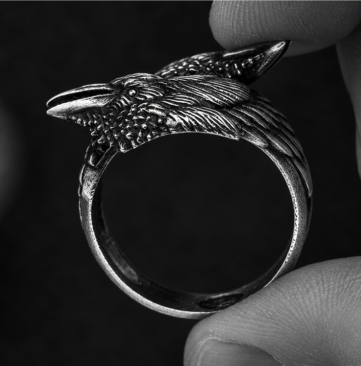 Odin’s Ravens Ring – Stainless Steel Huginn & Muninn Ring
