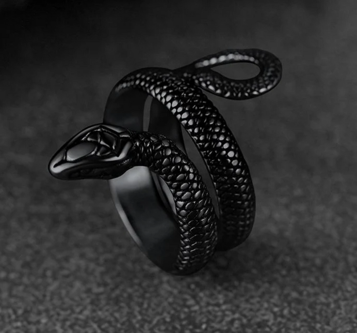Serpent Ascension Ring – Stainless Steel Snake Ring for Transformation & Protection