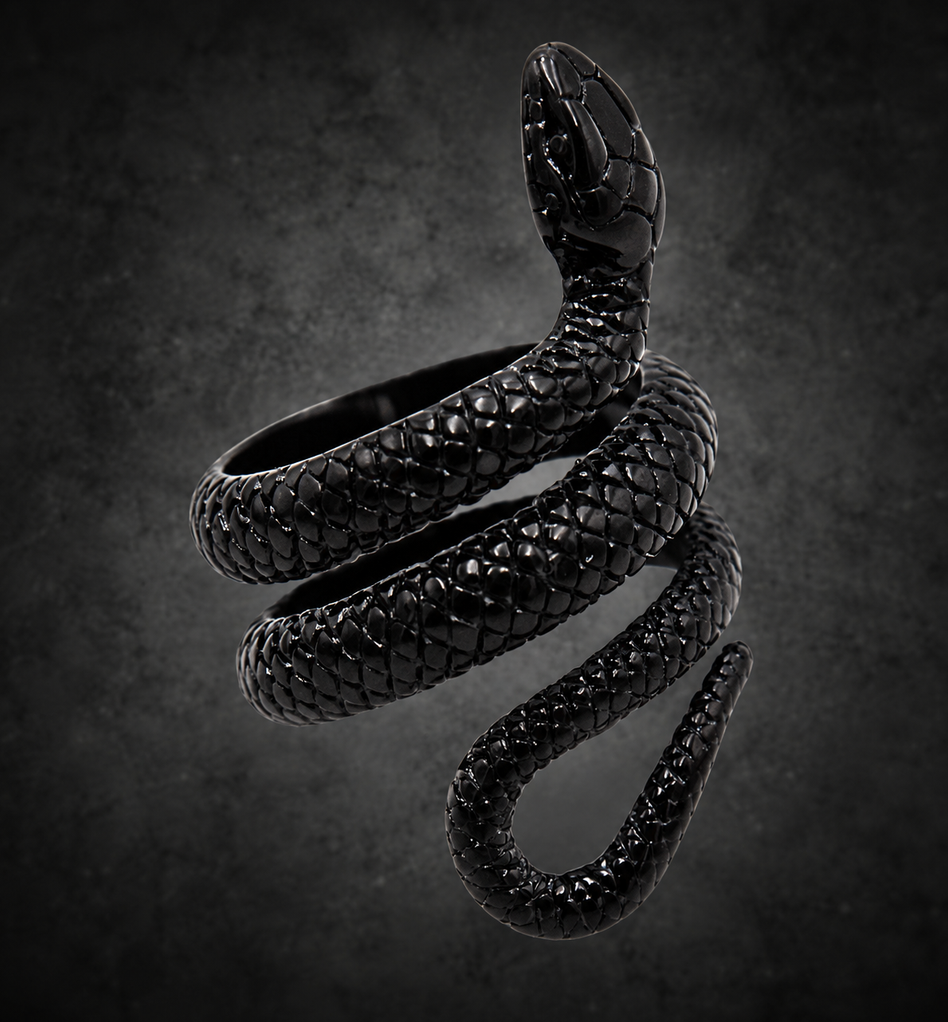 Serpent Ascension Ring – Stainless Steel Snake Ring for Transformation & Protection