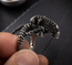 Xenomorph Inspired Ring   Stainless Steel Biomechanical Horror Statement Ring