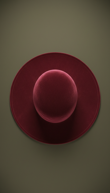 Velvet Wide-Brim Hat with Bloodrose Band